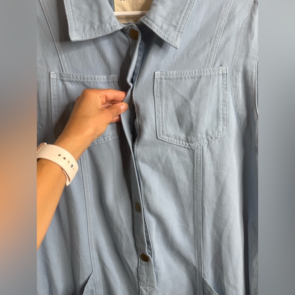 Anthropologie Pilcro Sleeveless Collared Romper Blue Sz Small - Picture 7 of 15